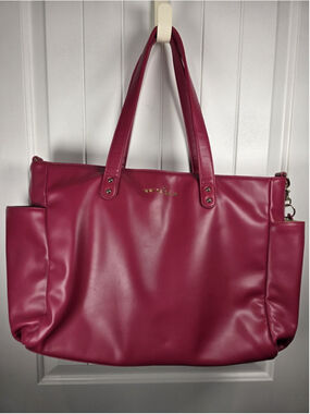 White Elm Aquila Tote Bag Fuchsia Pink Vegan Leather Laptop Work Travel Bag Read